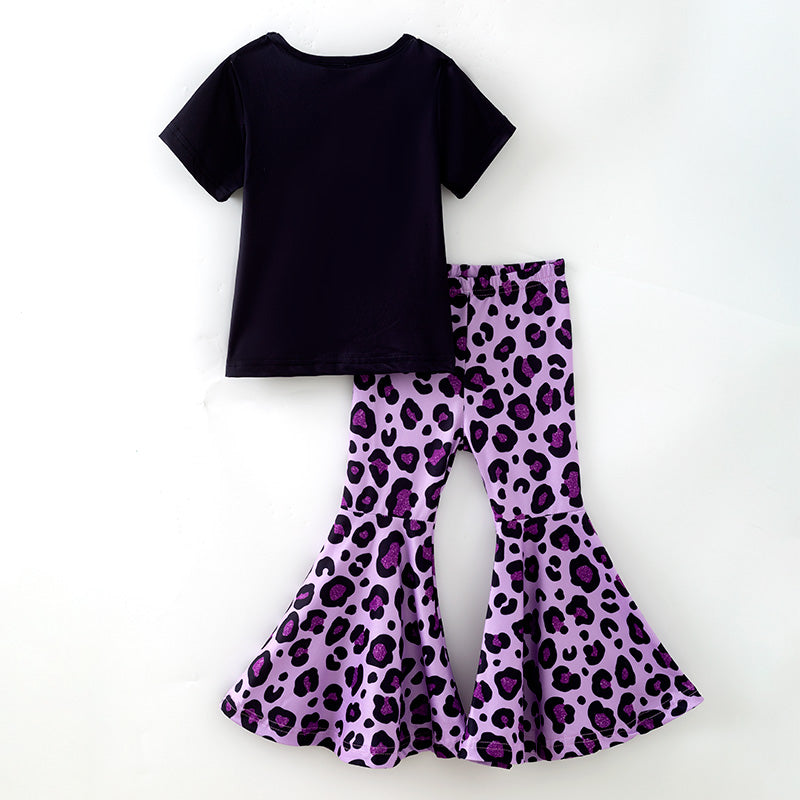 (In Stock)Girls Halloween BOO Print Outfit Set