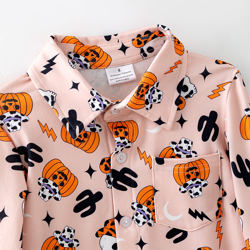 (In Stock)Boys Halloween Cartoon Print Shirt