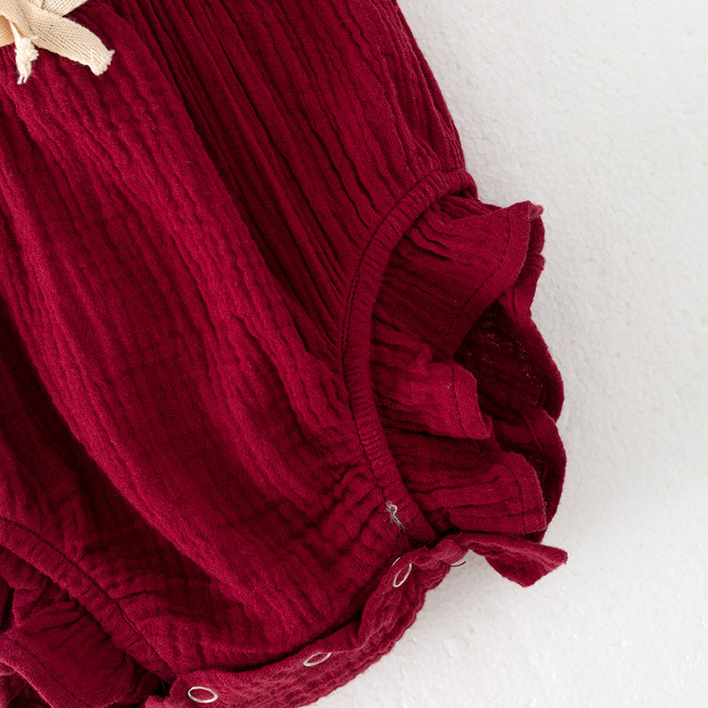 (In Stock)Toddler Girls Spring and Summer Fuchsia Cotton Romper