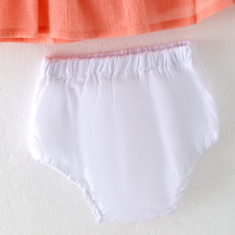 (In Stock)Toddler Girls Spring and Summer Coral Color Bloomer Set