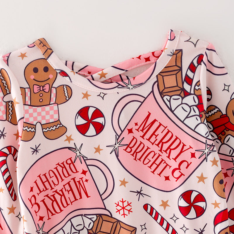 (Pre Order)Baby Girls Christmas Gingerbread Man Print Romper