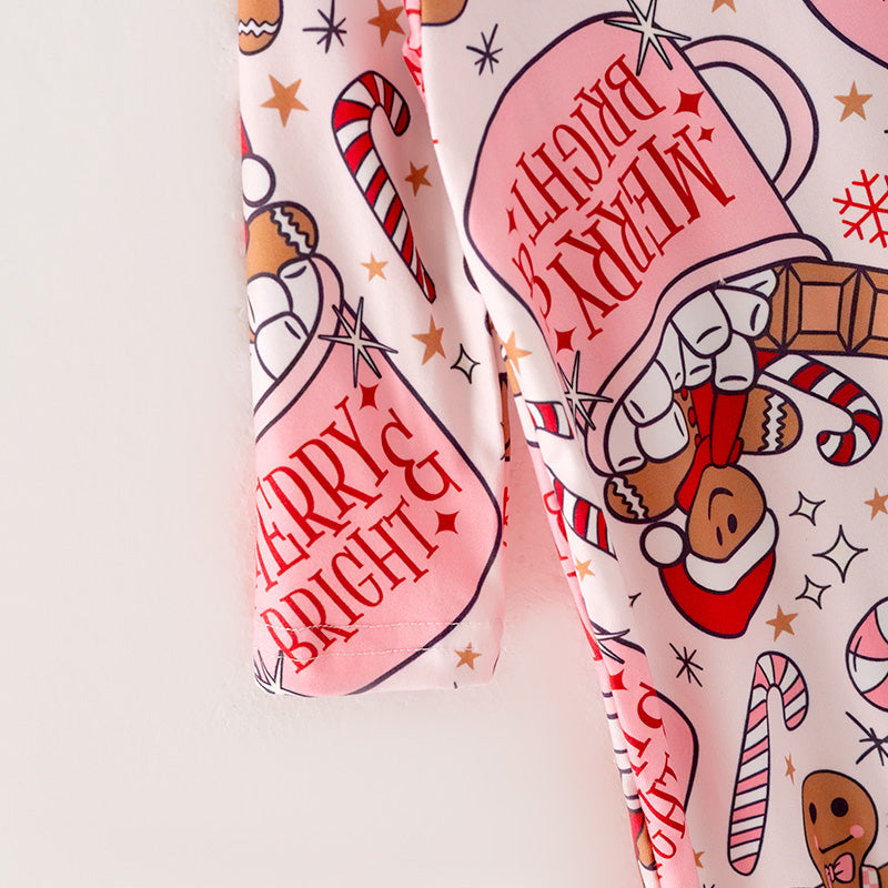 (Pre Order)Baby Girls Christmas Gingerbread Man Print Romper