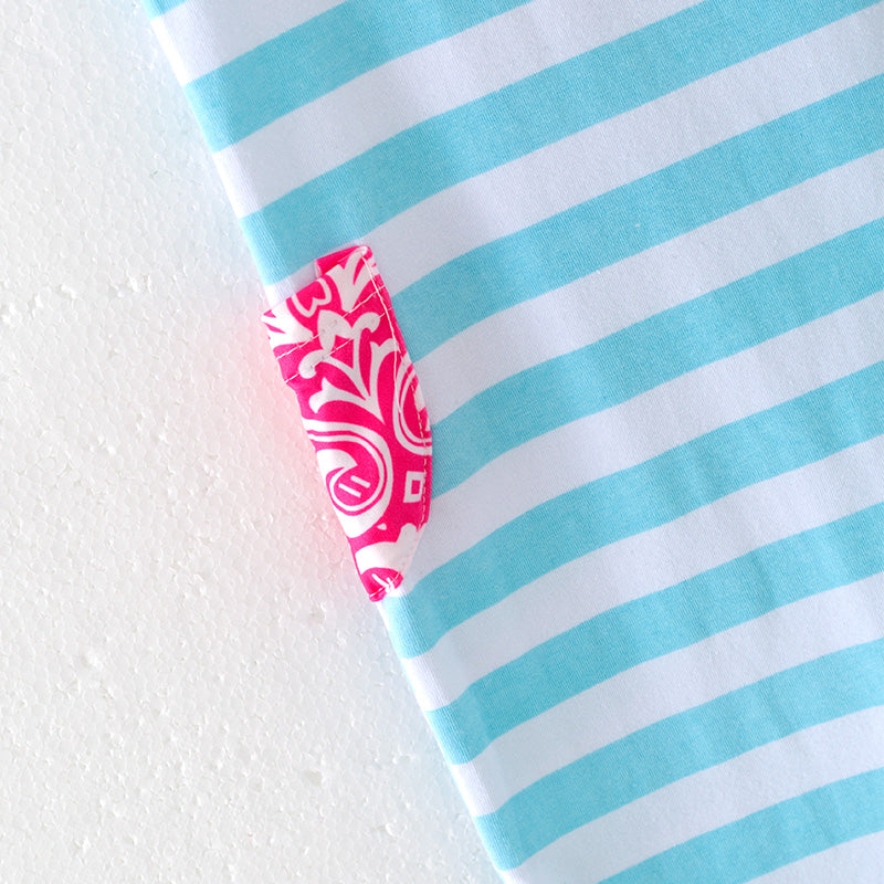 (In Stock)Toddler Girls Spring and Summer Baby Blue Stripe Romper