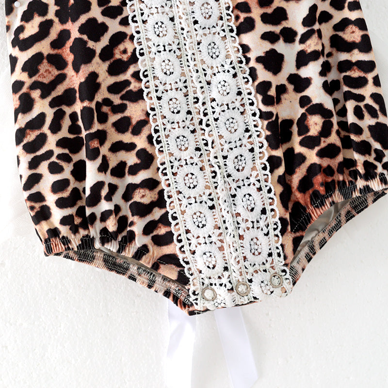 (In Stock)Toddler Girls Spring and Summer Leopard Print Romper