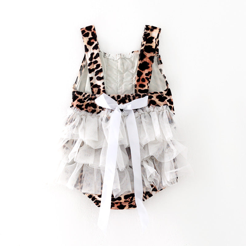 (In Stock)Toddler Girls Spring and Summer Leopard Print Romper