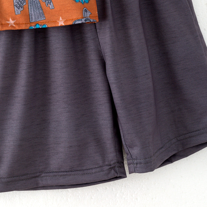 (In Stock)Boys Spring and Summer Eagle Print Shorts Set