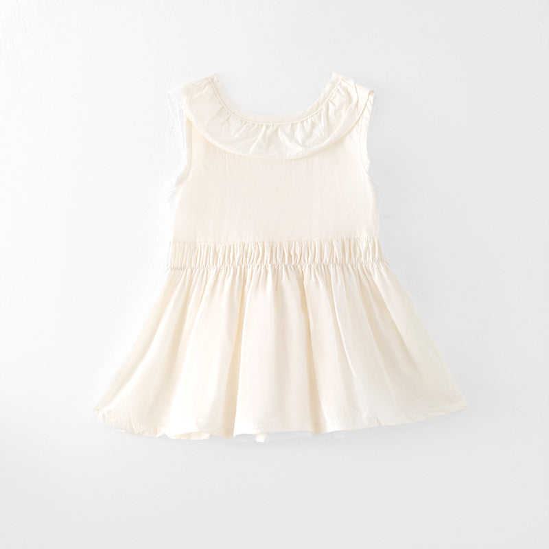 (In Stock)Girls Spring and Summer Solid Color Dress with Bow Back