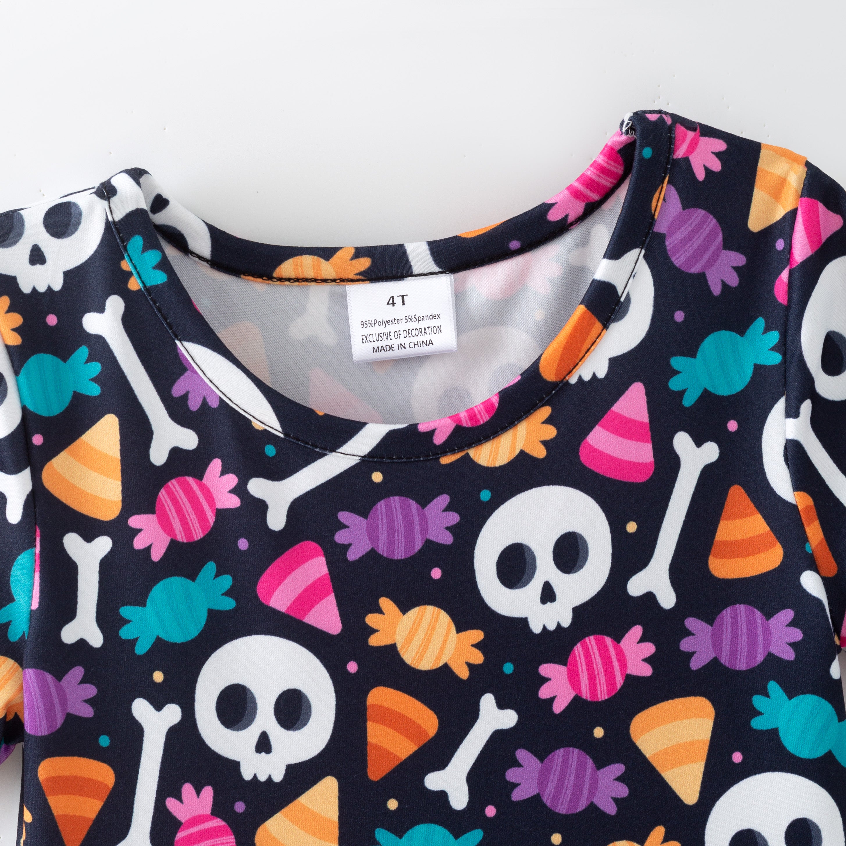 (Pre Order)Girls Halloween Sugar Skull Print Dress,Set&Pants