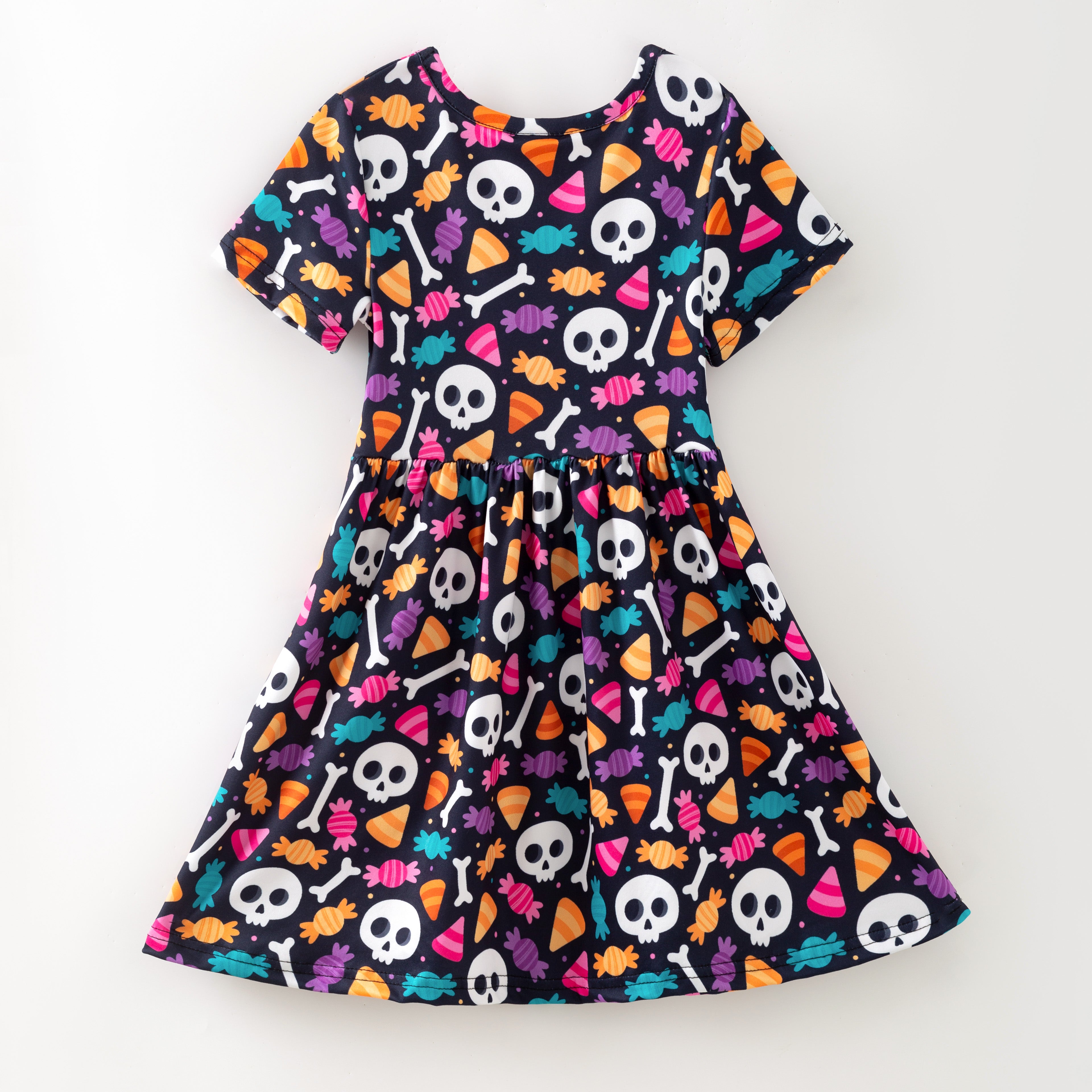 (Pre Order)Girls Halloween Sugar Skull Print Dress,Set&Pants