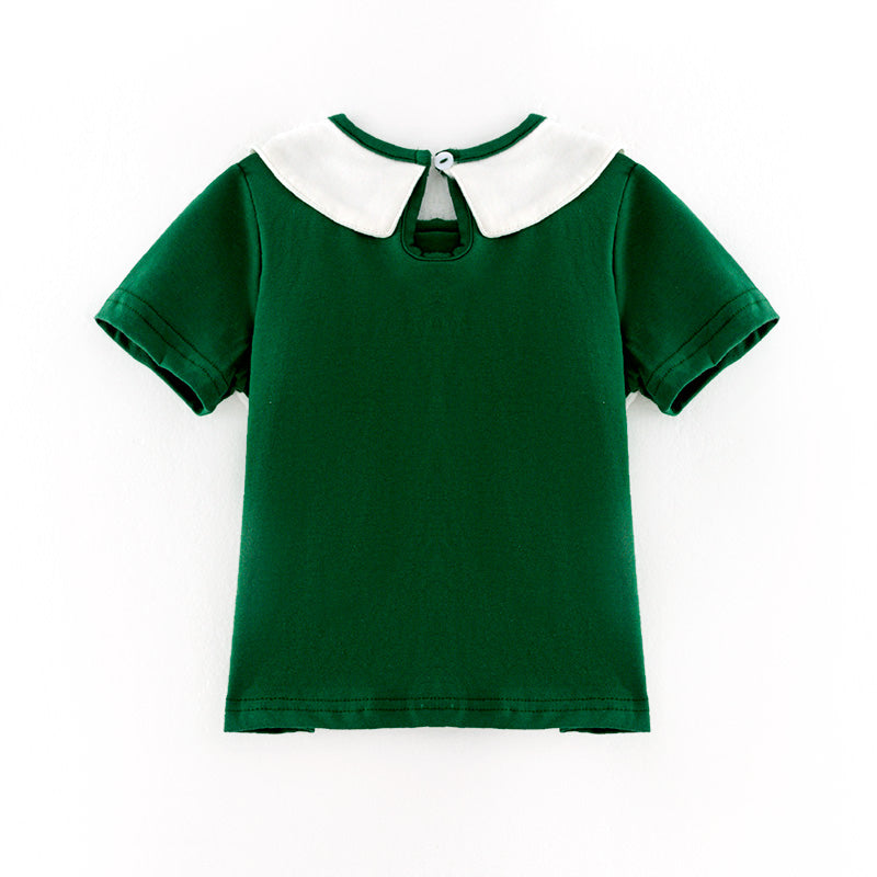 (In Stock)Girls St.Patrick's Day Shamrock Embroidery Smocked Top