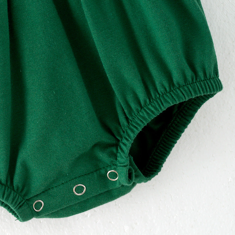 (In Stock)Toddler Girls St.Patrick's Day Shamrock Embroidery Smocked Romper