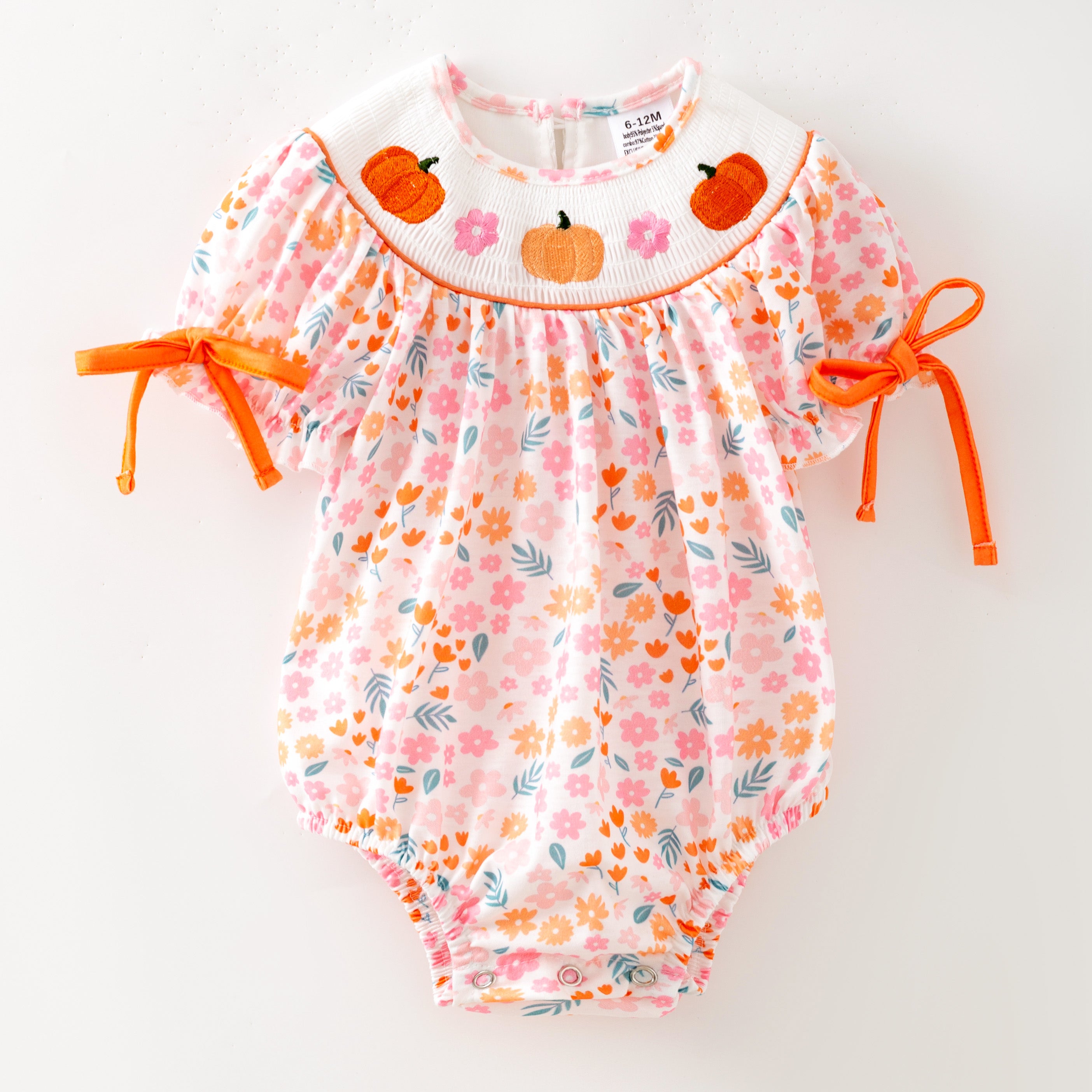 (Pre Order)Sisters Fall Pumpkin Embroidery Smocked Dress&Romper