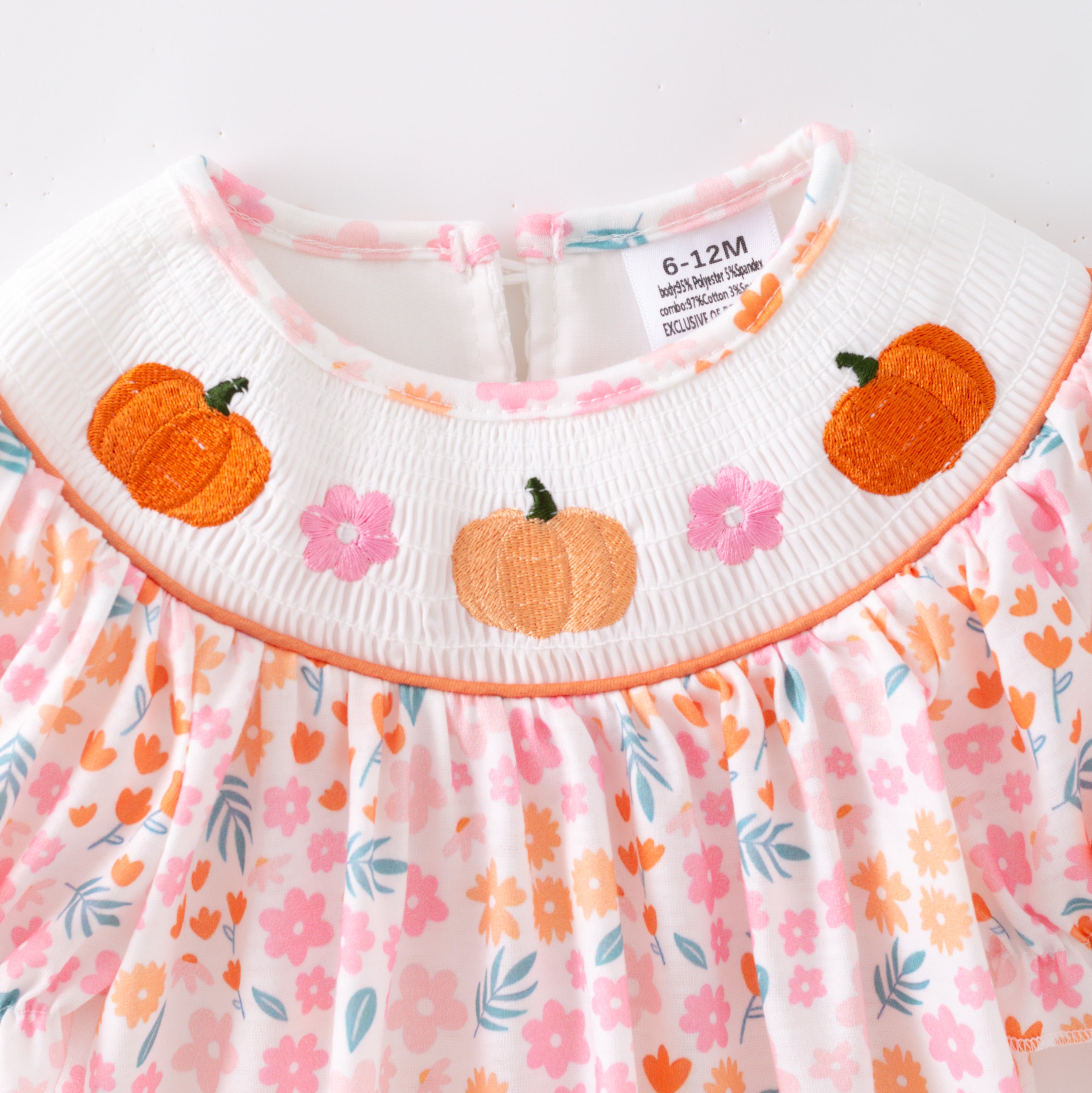 (Pre Order)Sisters Fall Pumpkin Embroidery Smocked Dress&Romper