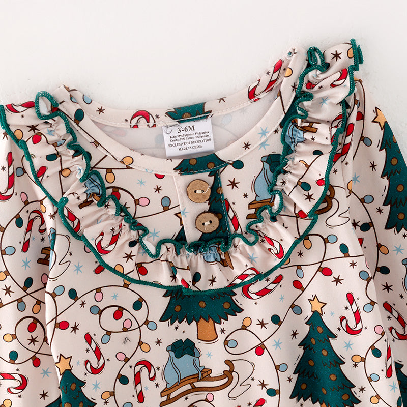 (In Stock L34-2-2)Baby Girls Christmas Print Romper