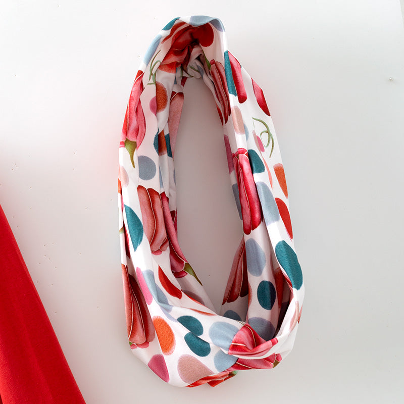 (In Stock)Girls Fall Cotton Red Top Pumpkin Print Pants Set with Scarf