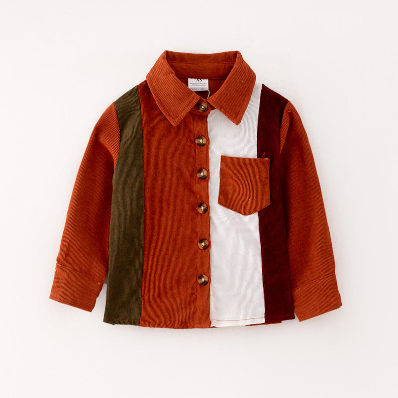 (In Stock G27-3-1)Girls Fall Collard Corduroy Shirt