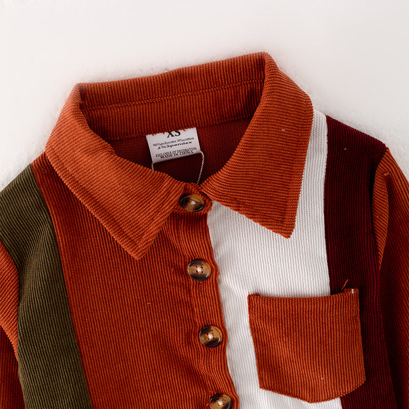 (In Stock G27-3-1)Girls Fall Collard Corduroy Shirt