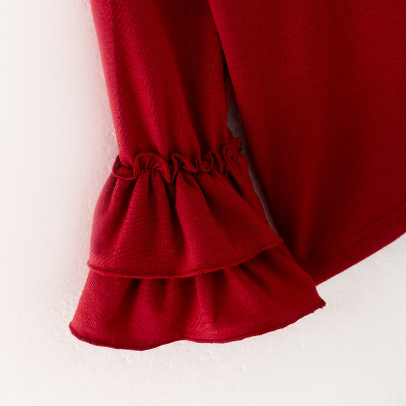 (In Stock G25-3-1)Girls Red Top Denim Set