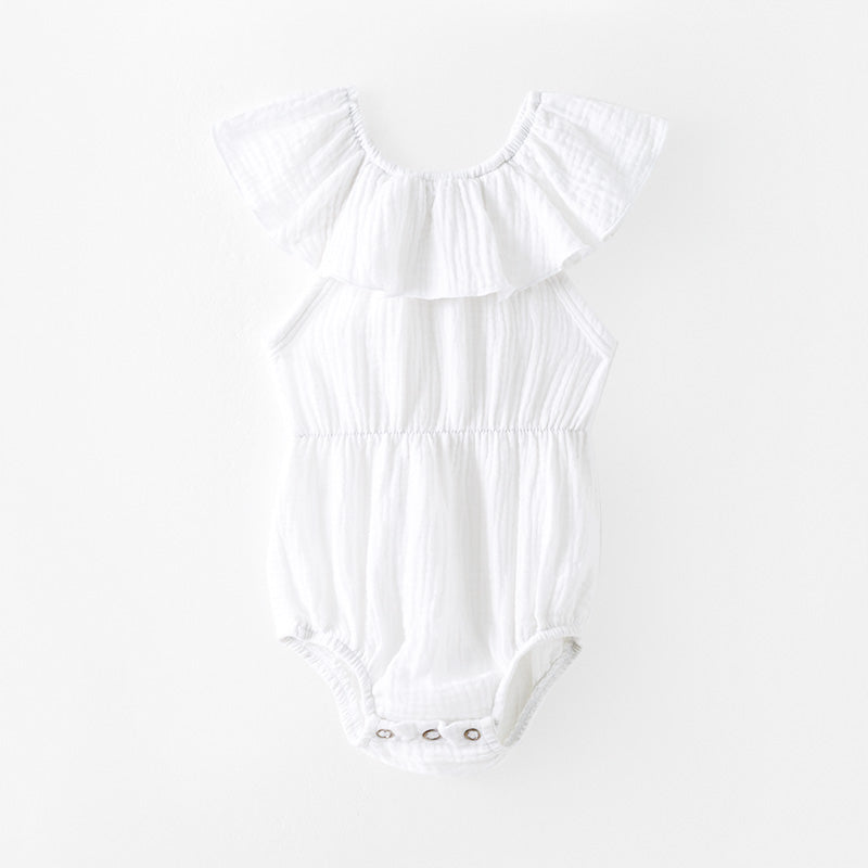 (In Stock)Toddler Girls Spring and Summer Solid Color Romper