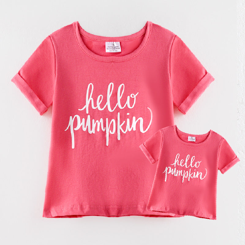 (In Stock)Mommy and Me Pumpkin Print Cotton Top