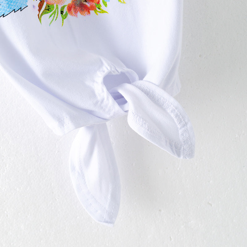 (In Stock)Girls Spring and Summer MINI Print Knotted Top