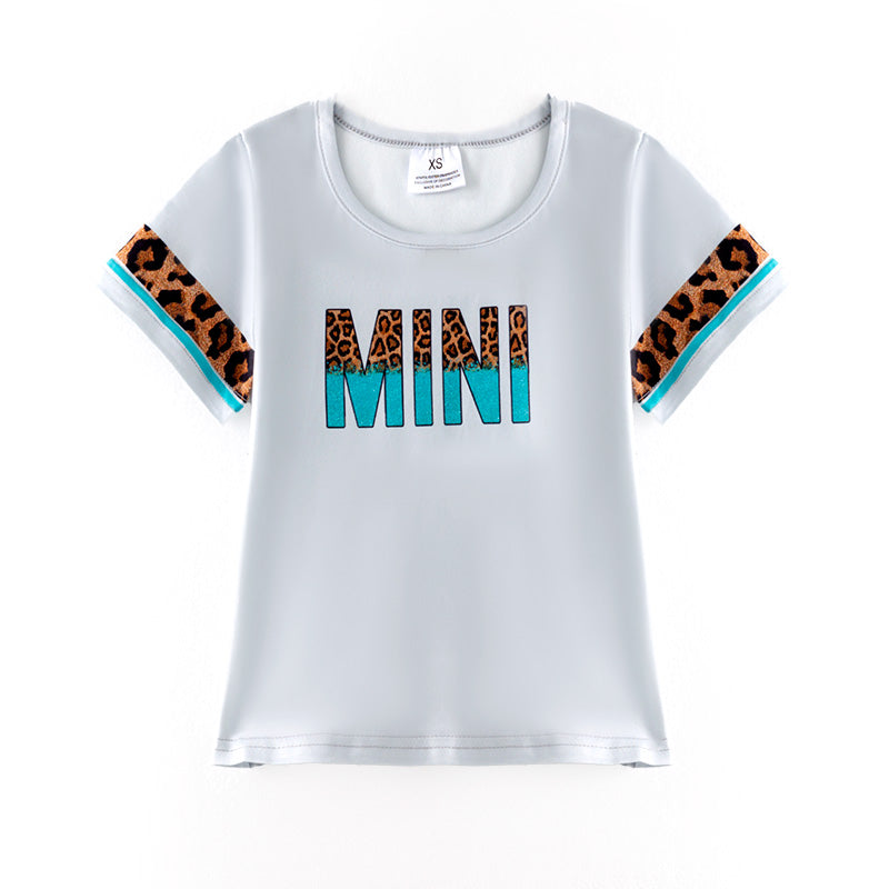 (In Stock)Girls Spring and Summer MINI Leopard Print Top