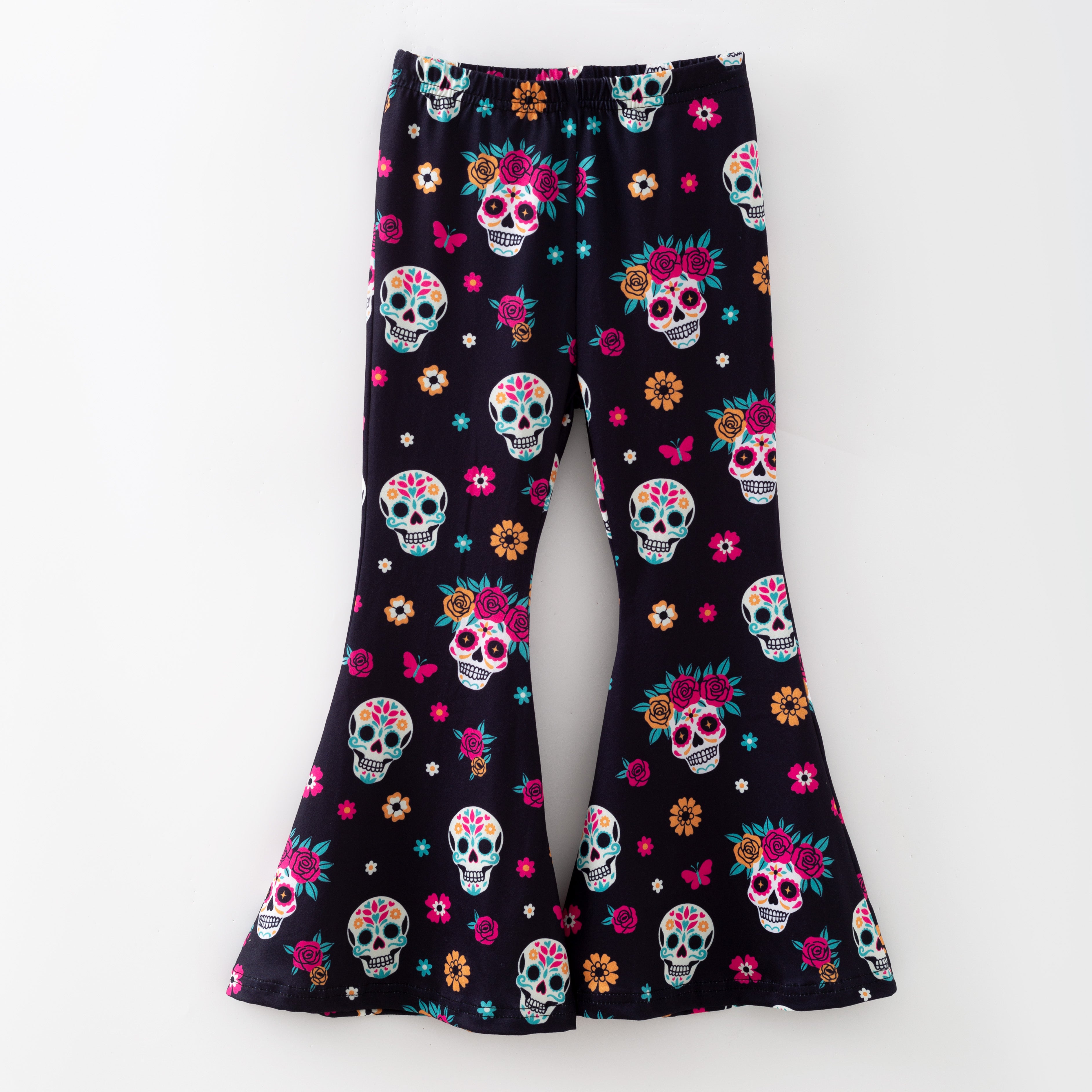 (Pre Order)Girls Halloween Sugar Skull Print Dress,Set&Pants