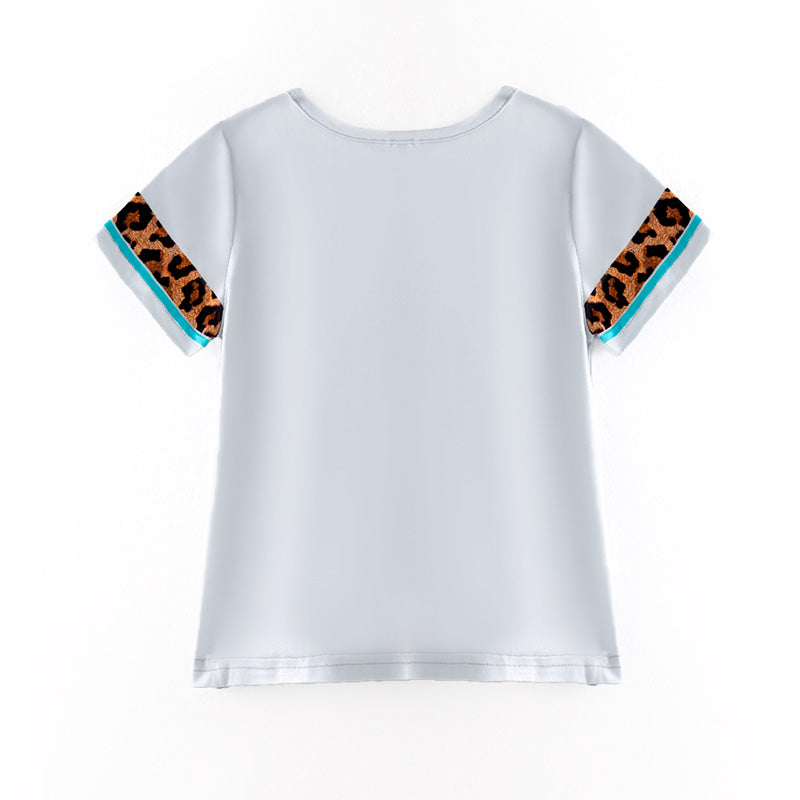 (In Stock)Girls Spring and Summer MINI Leopard Print Top