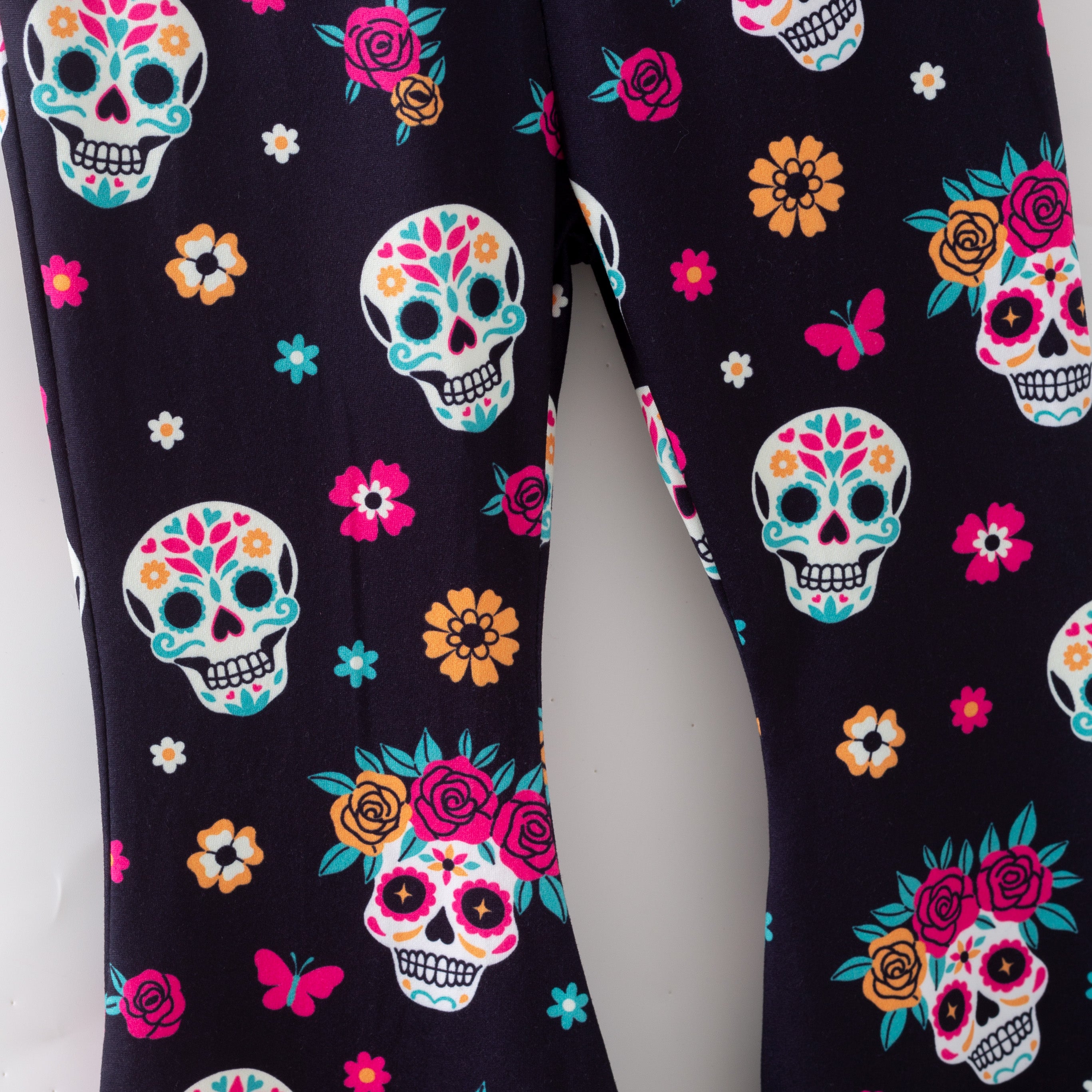 (Pre Order)Girls Halloween Sugar Skull Print Dress,Set&Pants
