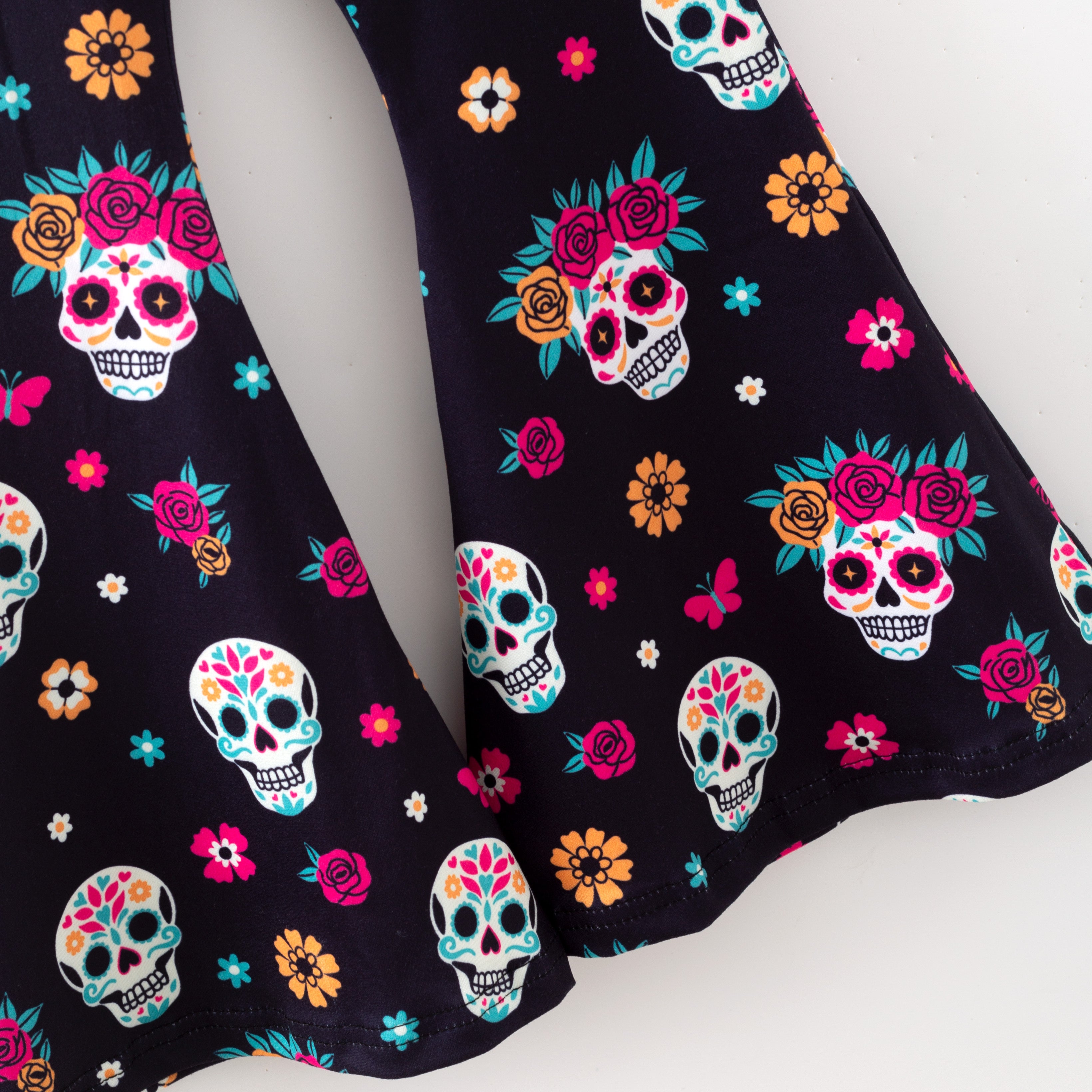 (Pre Order)Girls Halloween Sugar Skull Print Dress,Set&Pants