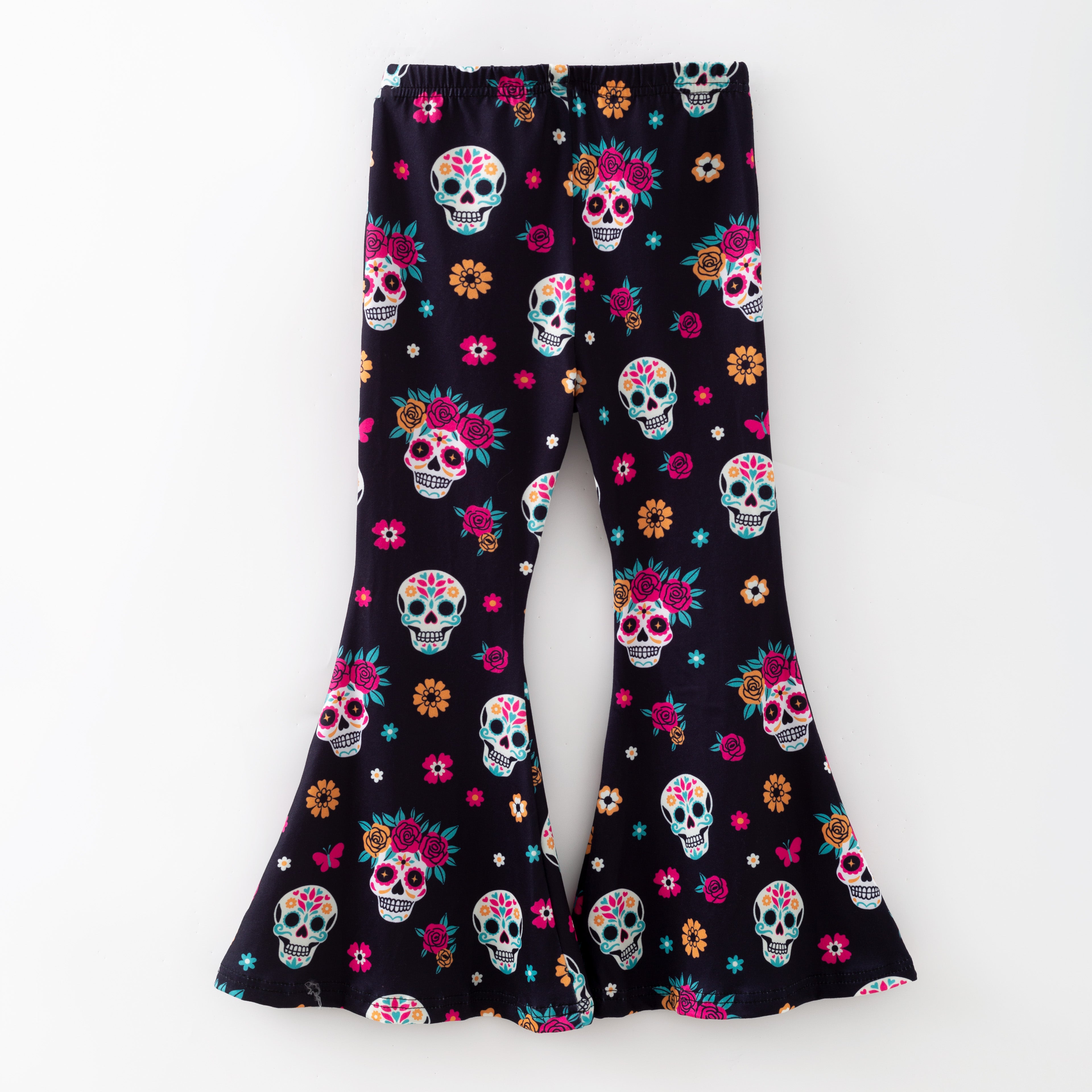 (Pre Order)Girls Halloween Sugar Skull Print Dress,Set&Pants