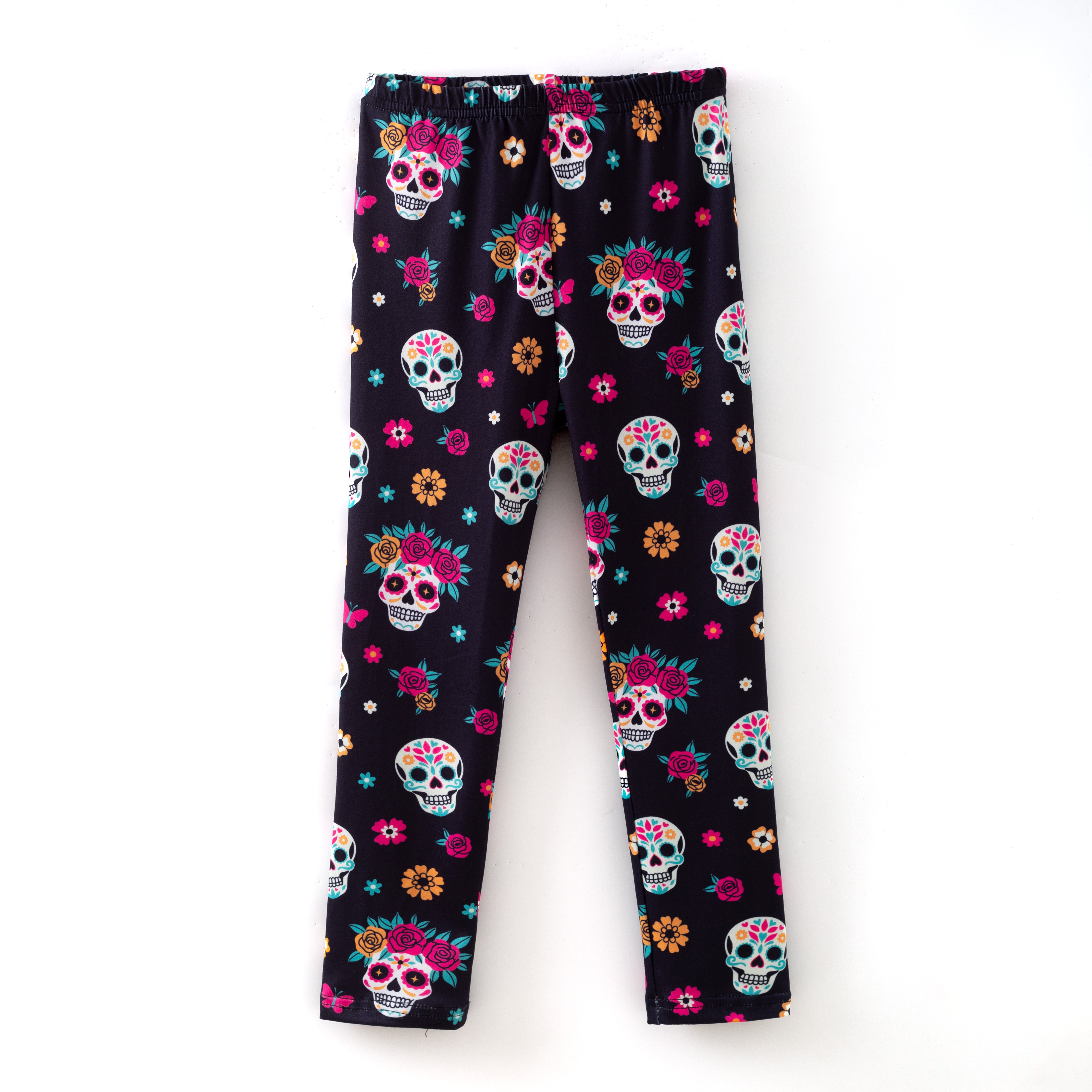 (Pre Order)Girls Halloween Sugar Skull Print Dress,Set&Pants