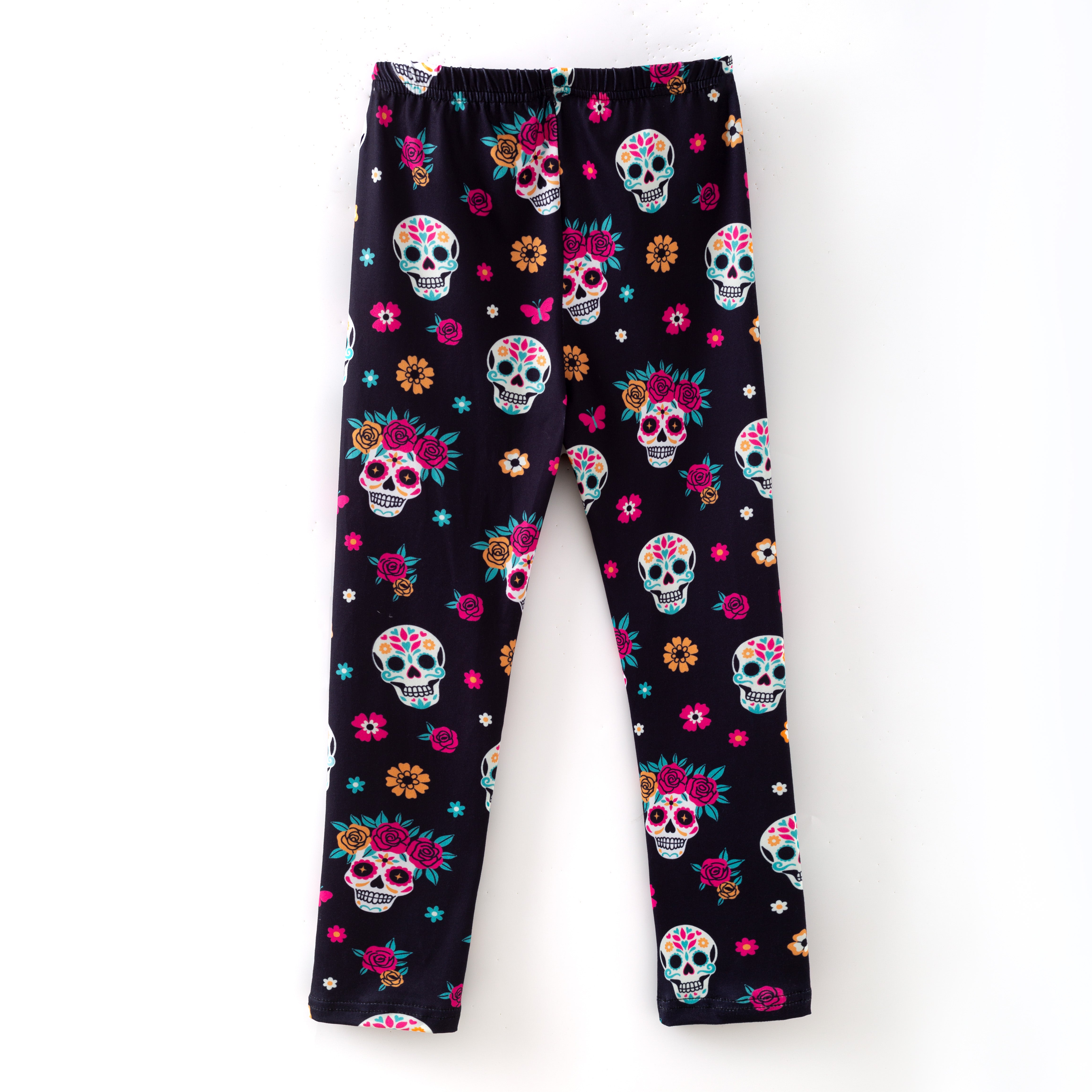 (Pre Order)Girls Halloween Sugar Skull Print Dress,Set&Pants