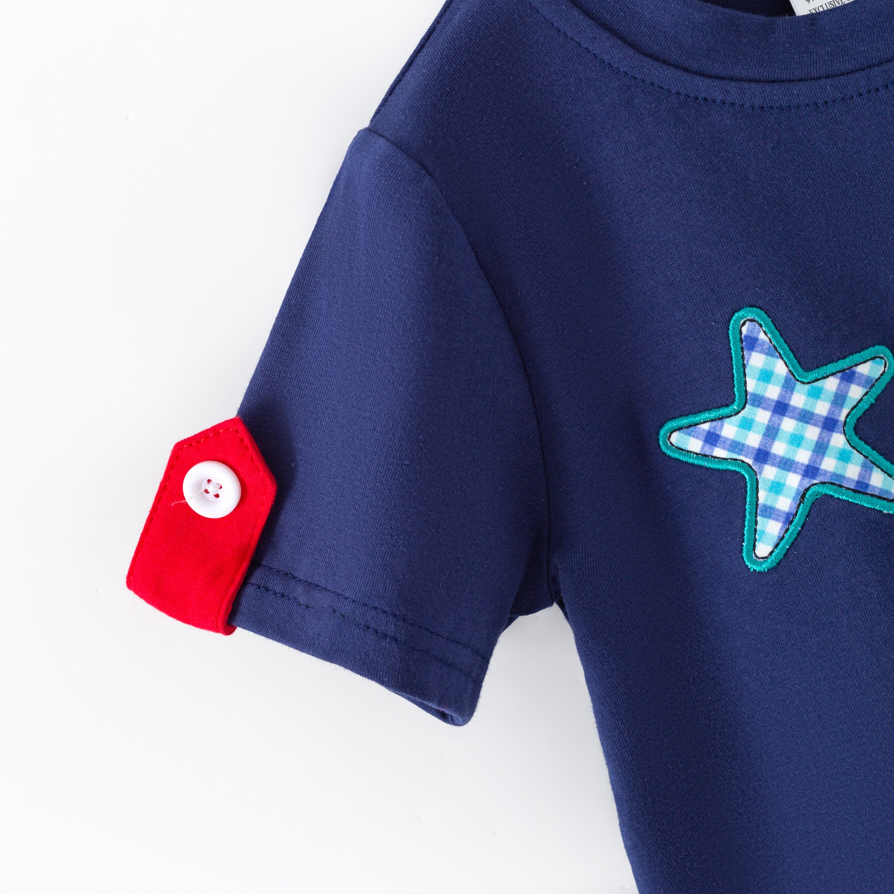 (In Stock)Brothers Summer Seaside Applique Shorts Set&Romper