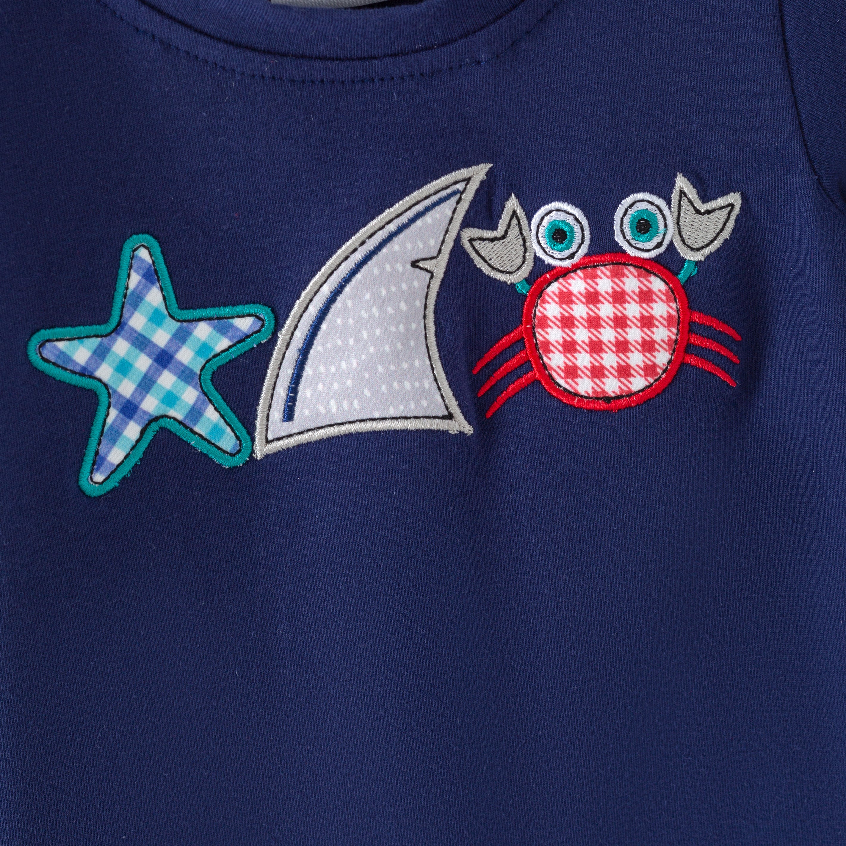 (In Stock)Brothers Summer Seaside Applique Shorts Set&Romper