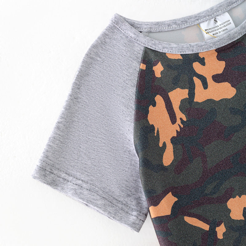 (In Stock)Girls Spring and Summer Camo Padded Shoulder Top