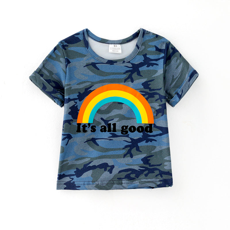 (In Stock)Girls Spring and Summer It`s all good Print Top