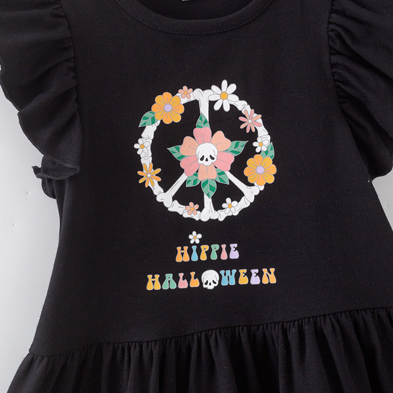 (In Stock)Girls Halloween Print Outfit Set