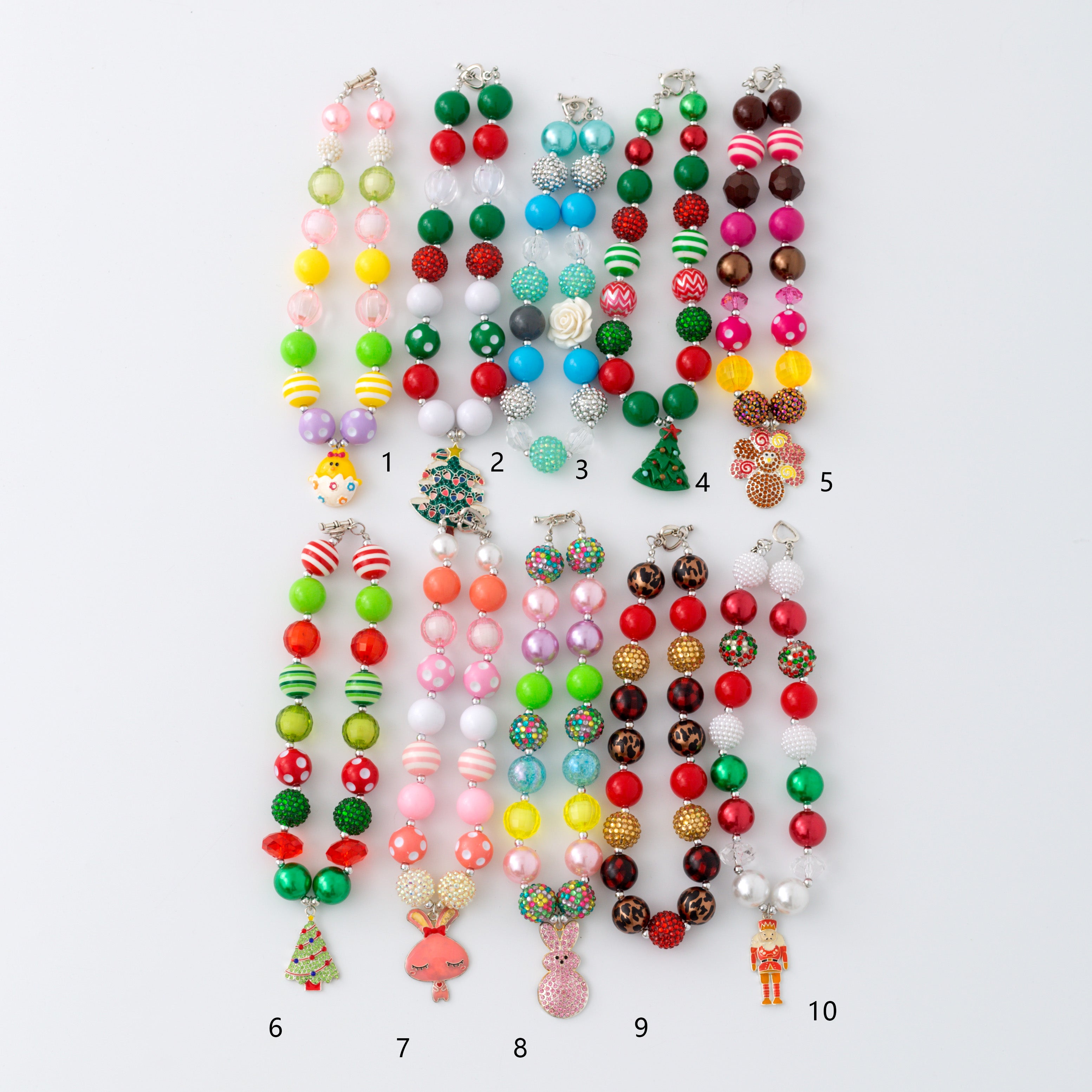 (In Stock G11 G12)Girls Rhinestone Beaded Necklace