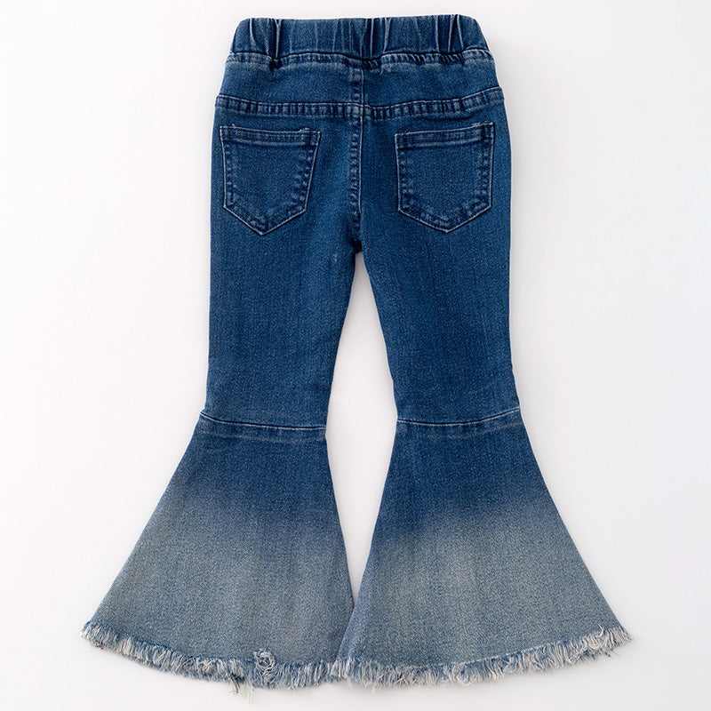 (In Stock G29-3-2)Girls Blue Elastic Jeans