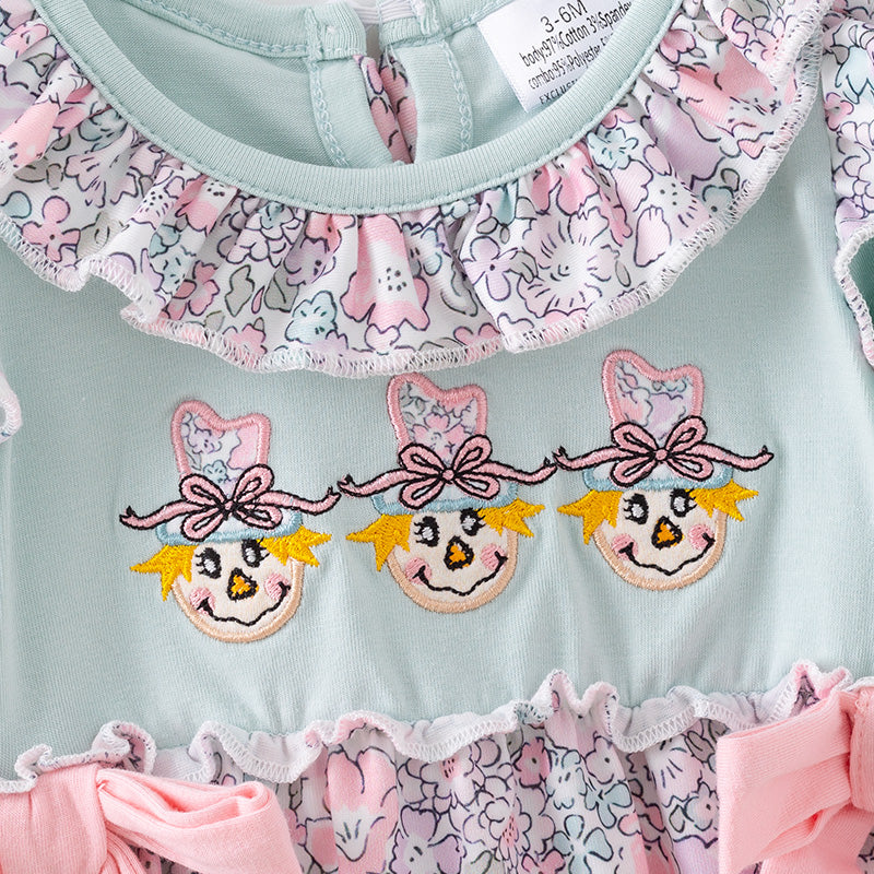 (In Stock)Toddler Girls Thanksgiving Scarecrow Applique Romper