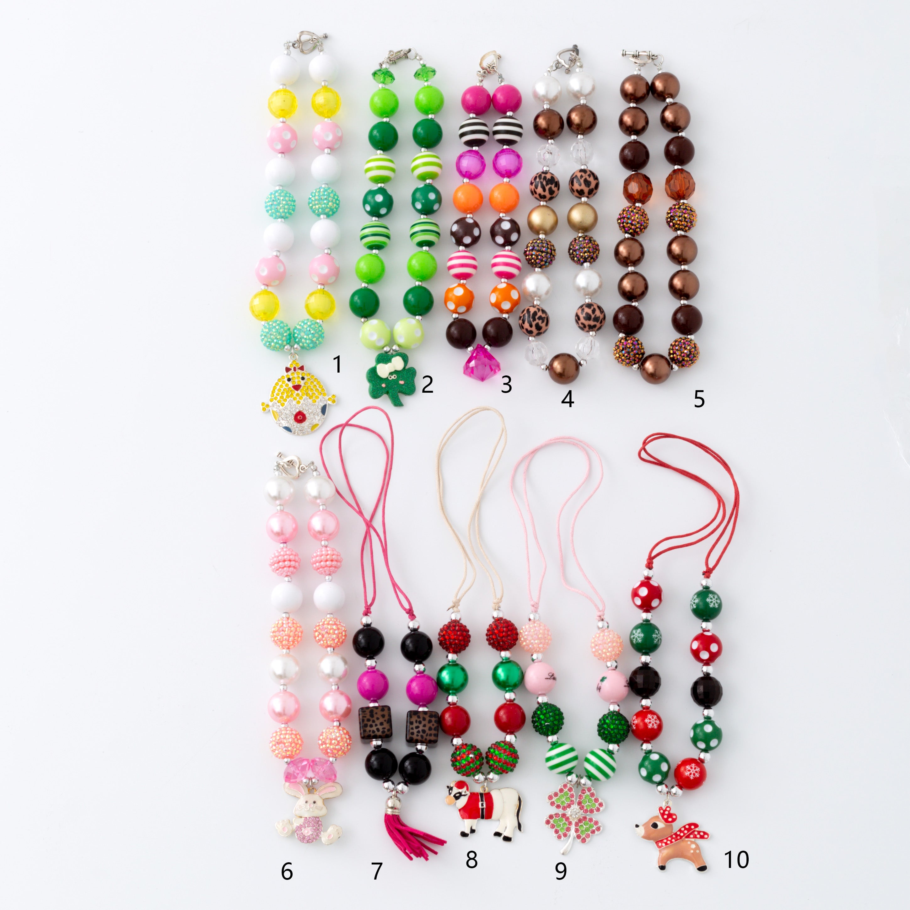 (In Stock G11 G12)Girls Rhinestone Beaded Necklace