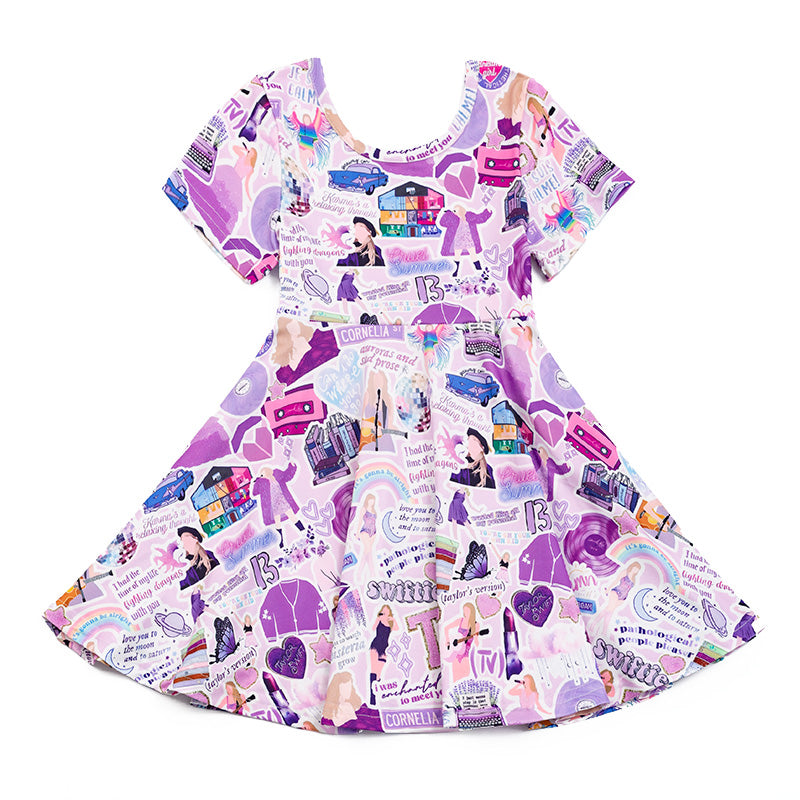 (Pre Order)Girls TS Print Lavender Dress