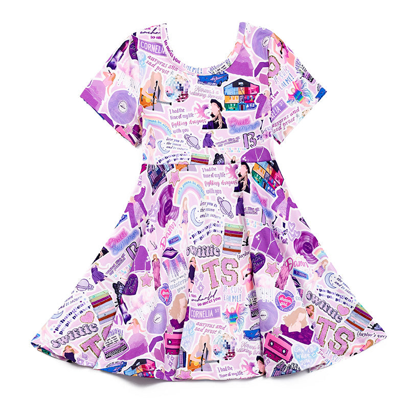 (Pre Order)Girls TS Print Lavender Dress