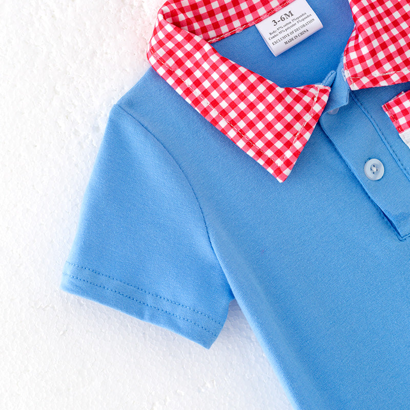 (In Stock)Toddler Boys Spring and Summer Baseball Embroidery Romper