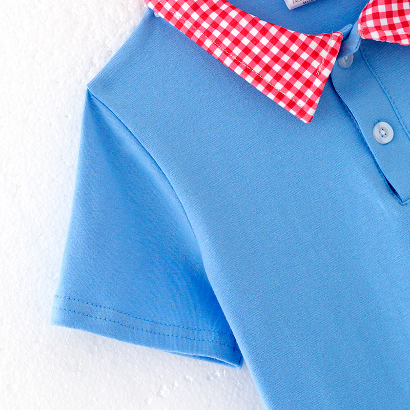 (In Stock)Boys Spring and Summer Baseball Embroidery Outfit Set