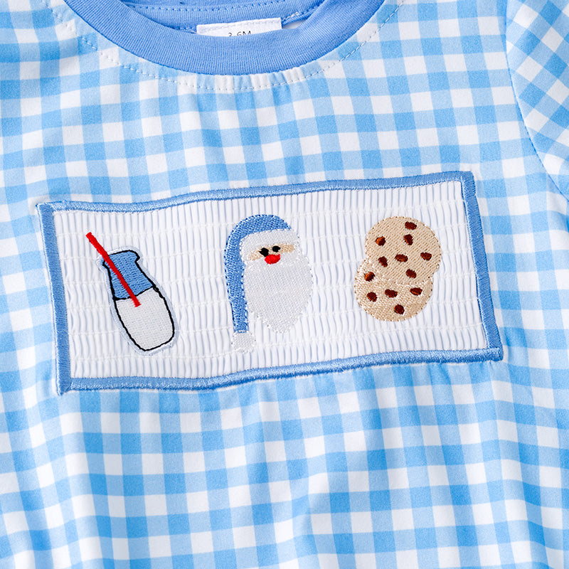 (In Stock)Toddler Boys Christmas Embroidery Smocked Romper