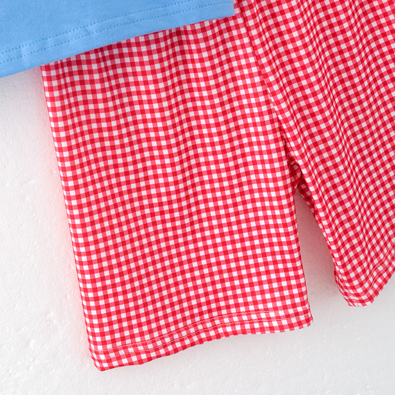 (In Stock)Boys Spring and Summer Baseball Embroidery Outfit Set