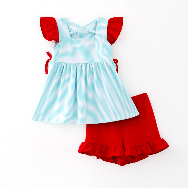 (In Stock)Girls Spring and Summer Baseball Applique Outfit Set