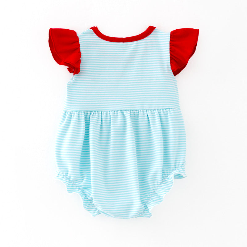 (In Stock)Toddler Girls Spring and Summer Baseball Applique Romper